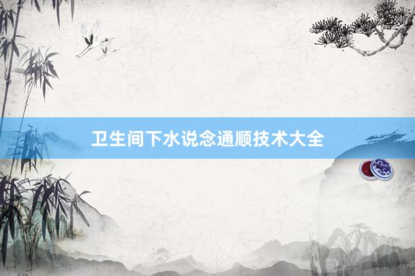 卫生间下水说念通顺技术大全