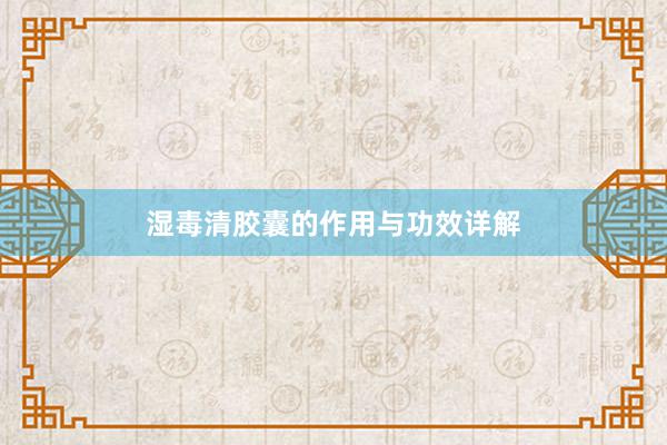 湿毒清胶囊的作用与功效详解